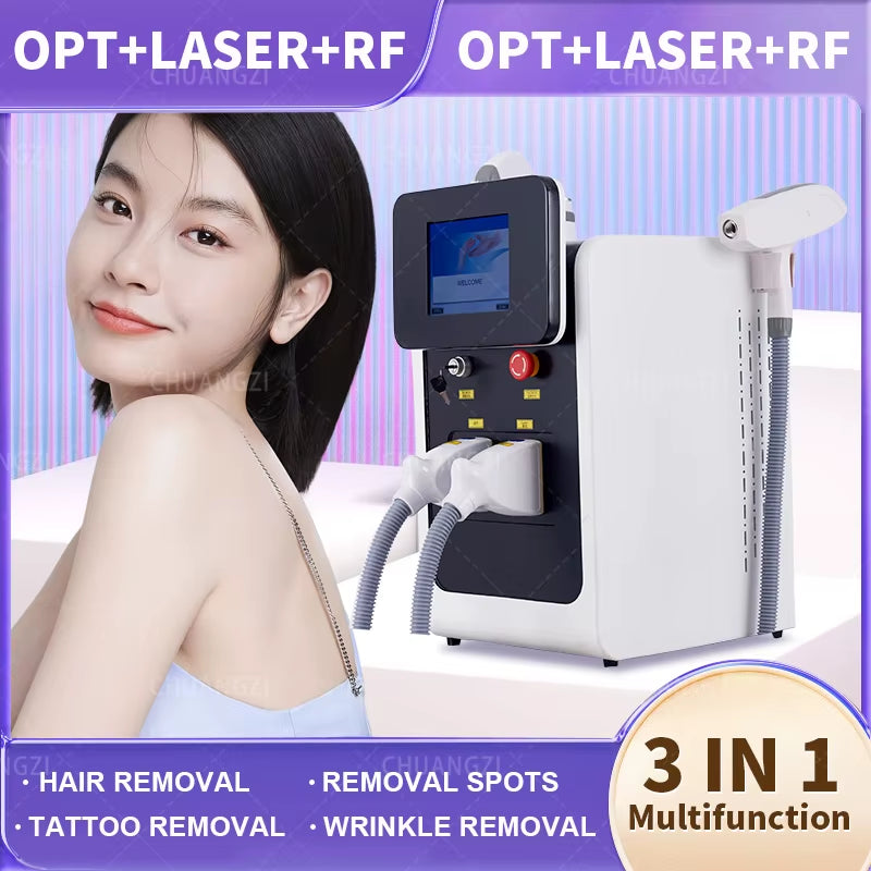 3In1 Laser OPT IPL Hair Removal Machine Portable ND Yag Laser Tattoo Removal Permanent Hair Removal Beauty Equipment